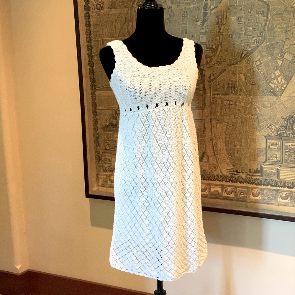 BEBE CROCHET MINI DRESS